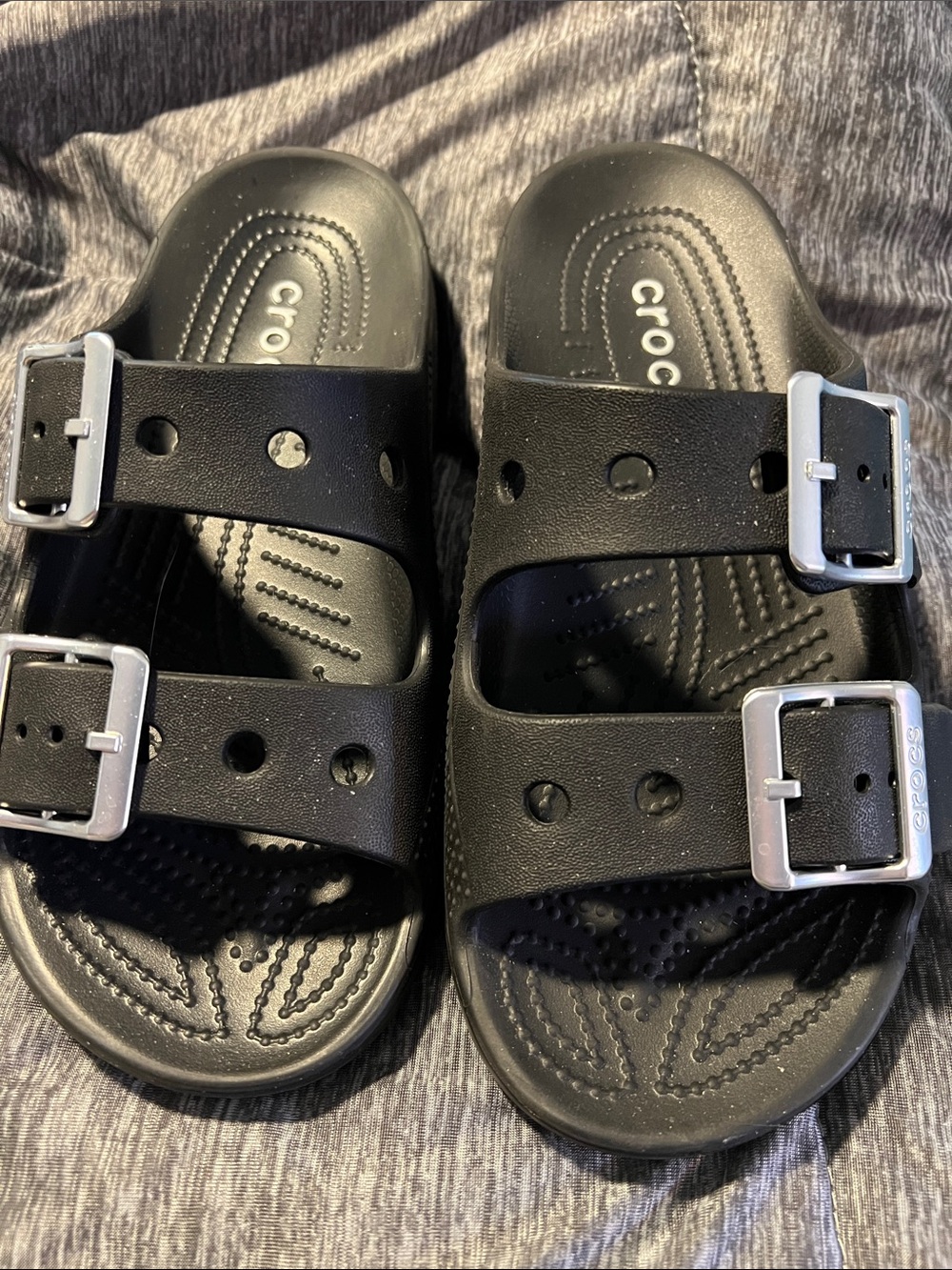 CROCS Women’s Black W6 Dual-Buckle Slide Sandals